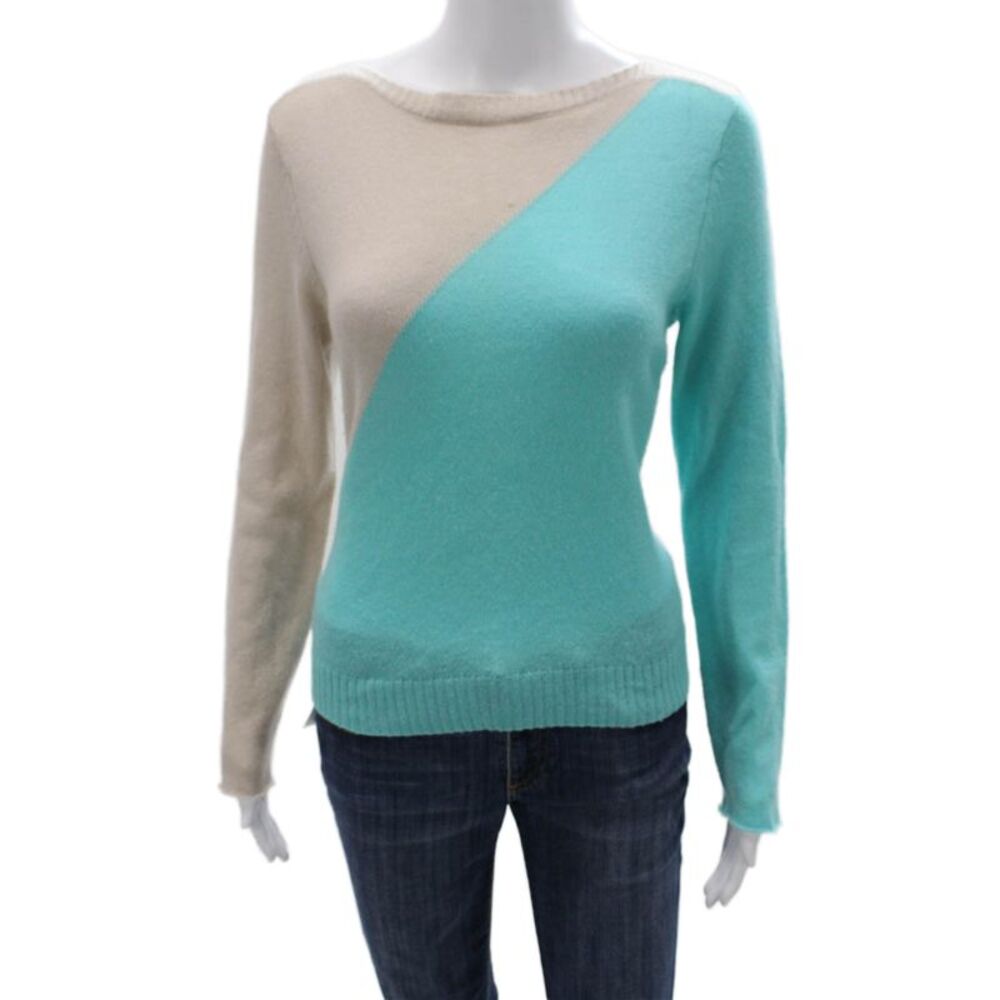 Dylan Gray Women Pullover Cashmere Geometric Long Sleeve Sweater Size M